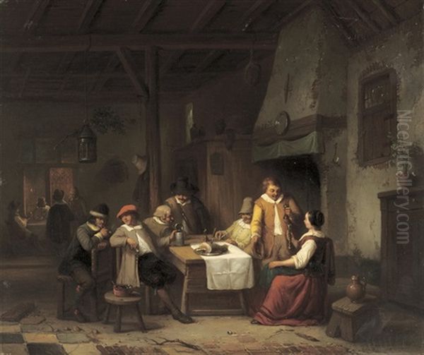 At The Tavern by Henri Joseph Gommarus Carpentero