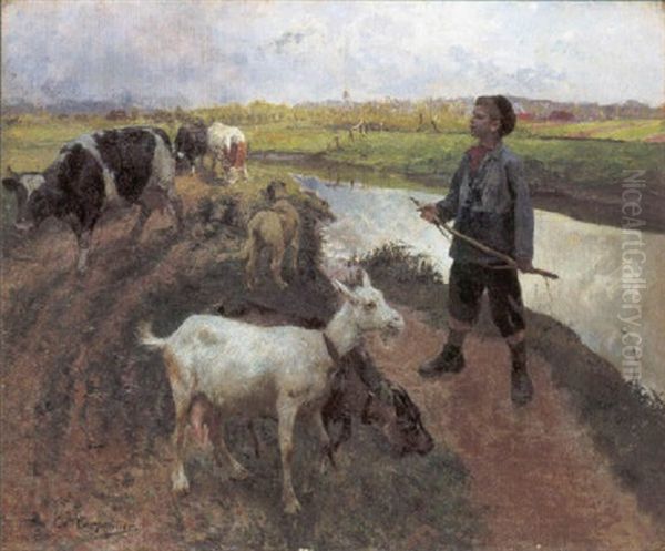 Vee Hoedertje Oil Painting by Evariste Carpentier