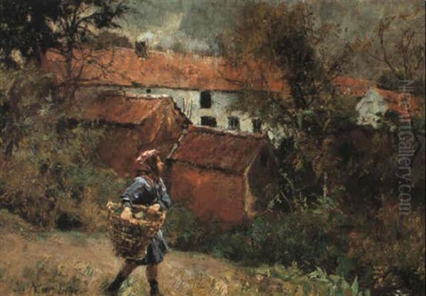 Meisje Met Mand Oil Painting by Evariste Carpentier