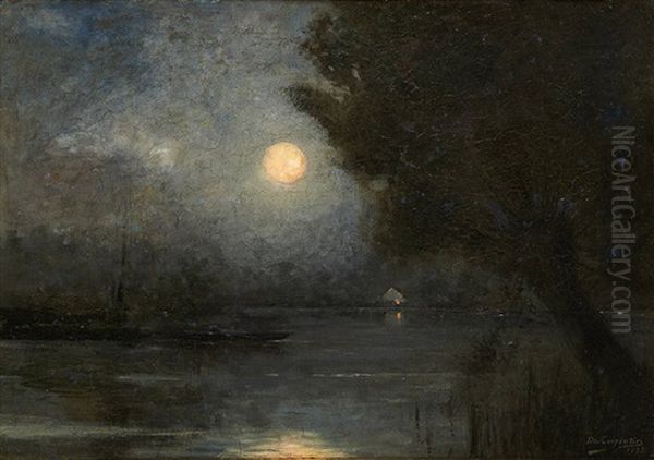 Lever De Lune Sur Le Lac Oil Painting by Felix Carpentier