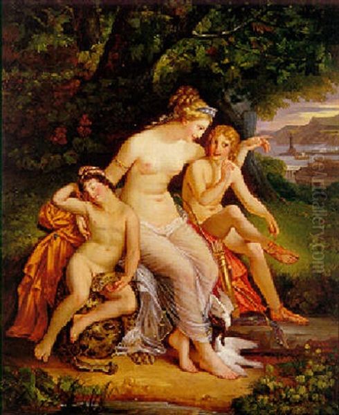 Venus, Cupid And The Young Bacchus Oil Painting by Paul Claude Michel Le Carpentier