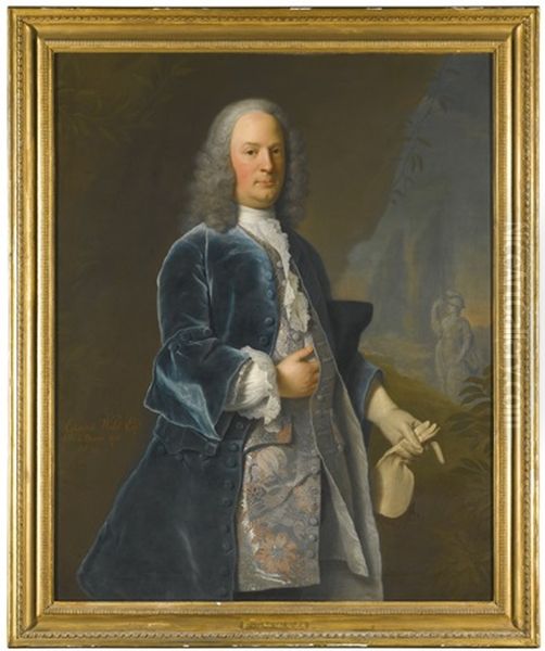 Portrait Of Edward Weld Of Lulworth Castle, In A Garden, A Statue Of Minerva Beyond Oil Painting by Adriaen Carpentiers