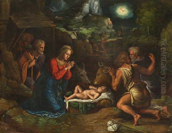 Die Anbetung Der Hirten Oil Painting by Girolamo da Carpi