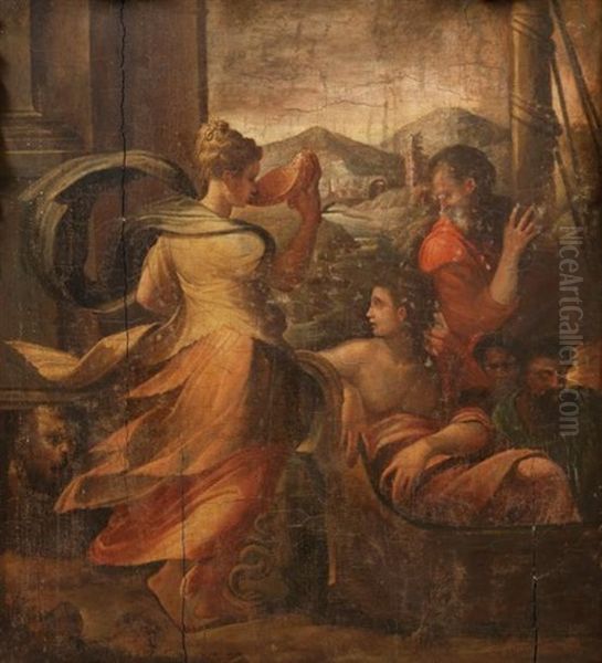 Circe Et Les Compagnons D'ulysse Oil Painting by Ugo Da Carpi