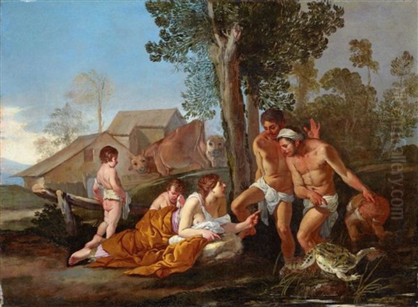 The Myth Of Latona Oil Painting by Giulio Carpioni