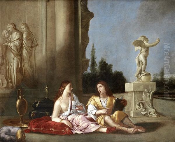 The Poet And His Muse Oil Painting by Giulio Carpioni