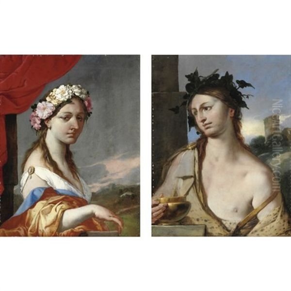 Ritratti Allegorici (pair) Oil Painting by Giulio Carpioni