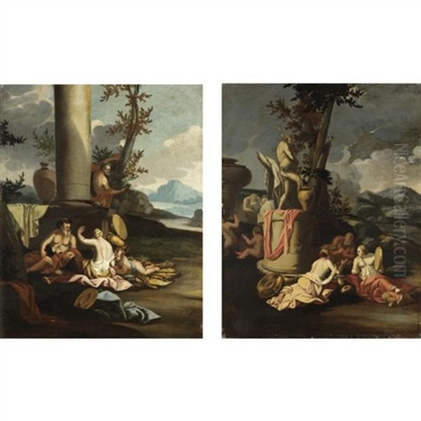 Scene Mitologiche (pair) Oil Painting by Giulio Carpioni