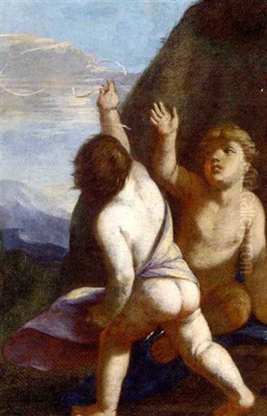 Putti Desporting In A Landscape Oil Painting by Giulio Carpioni