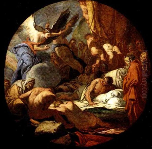 Il Regno Di Hypnos, Dio Del Sonno Oil Painting by Giulio Carpioni