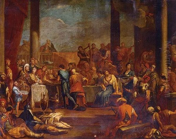 Belshazzar's Feast Oil Painting by Giulio Carpioni