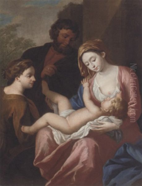 The Holy Family Oil Painting by Giulio Carpioni