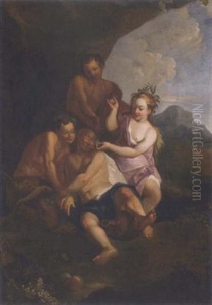 The Drunken Silenus With Satyrs And A Nymph Oil Painting by Giulio Carpioni