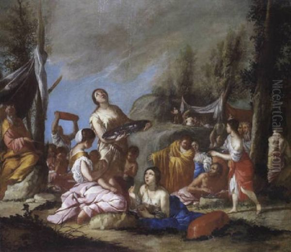 Caduta Della Manna Oil Painting by Giulio Carpioni