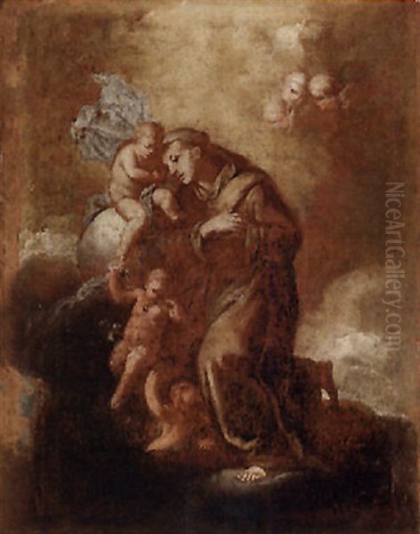 Sant 'antonio E Il Bambin Gesu Oil Painting by Giulio Carpioni