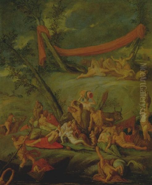 Il Diluvio Di Deucalione Oil Painting by Giulio Carpioni