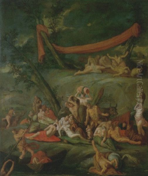 Il Diluvio Di Deucalione Oil Painting by Giulio Carpioni