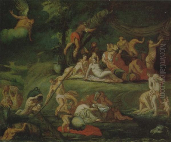 Il Diluvio Di Deucalione Oil Painting by Giulio Carpioni