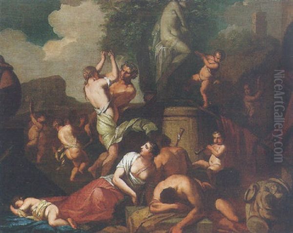 A Bacchanale Oil Painting by Giulio Carpioni