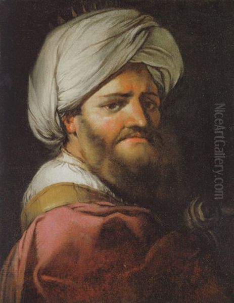 Autoritratto Dell'artista Con Turbante Oil Painting by Giulio Carpioni