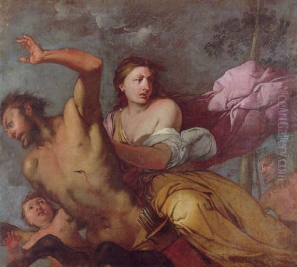 Nessus And Deianeira Oil Painting by Giulio Carpioni