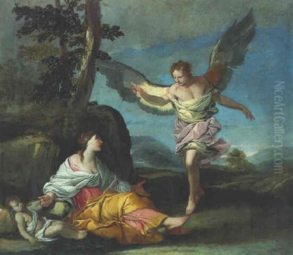 Hagar And The Angel Oil Painting by Giulio Carpioni