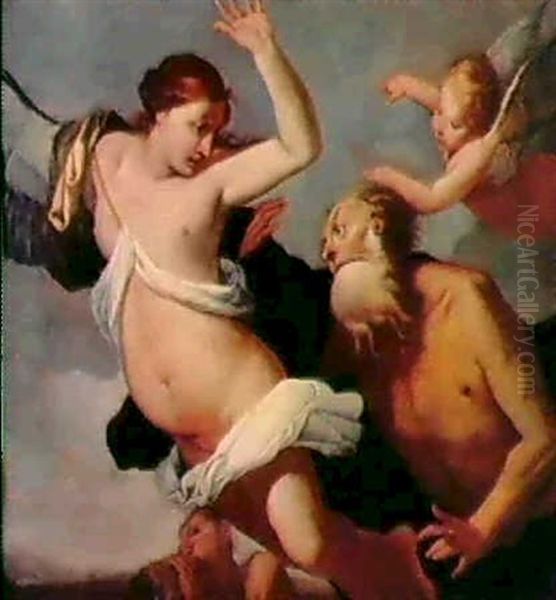 Nettuno Insegue Coronide Oil Painting by Giulio Carpioni