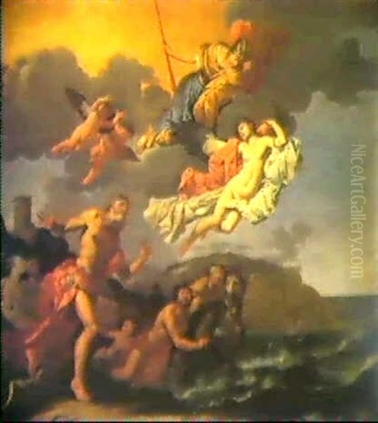 Neptune, Minerva And Coronis Oil Painting by Giulio Carpioni