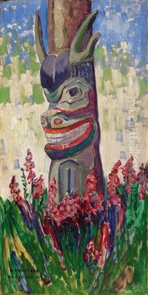 Maude Island Totem Oil Painting by Emily Carr