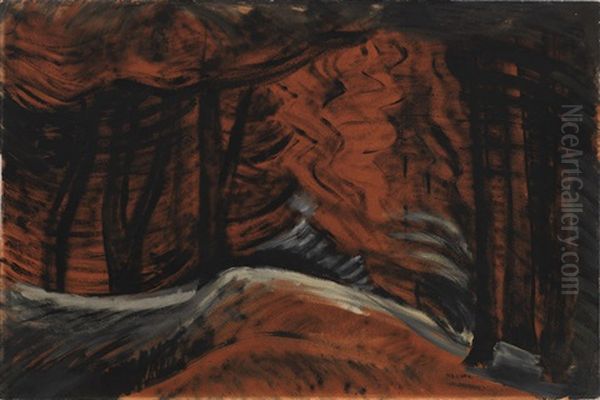 Forest Interior Oil Painting by Emily Carr