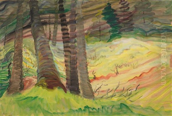 Woodland Interior Oil Painting by Emily Carr