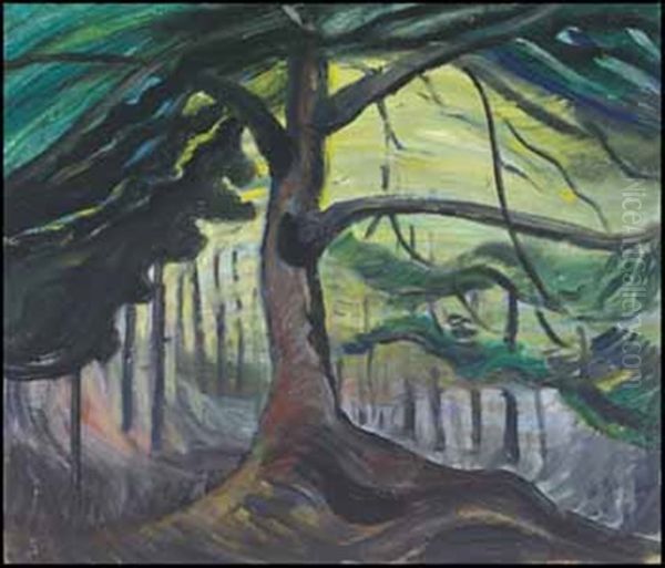 West Coast Forest Tree Oil Painting by Emily Carr