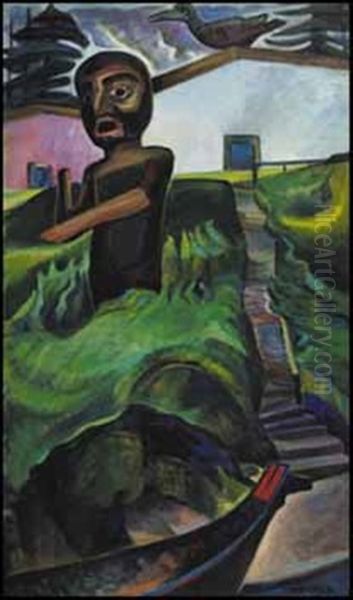 The Crazy Stair (the Crooked Staircase) Oil Painting by Emily Carr