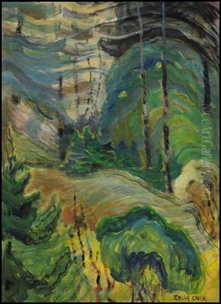 Forest Interior Oil Painting by Emily Carr