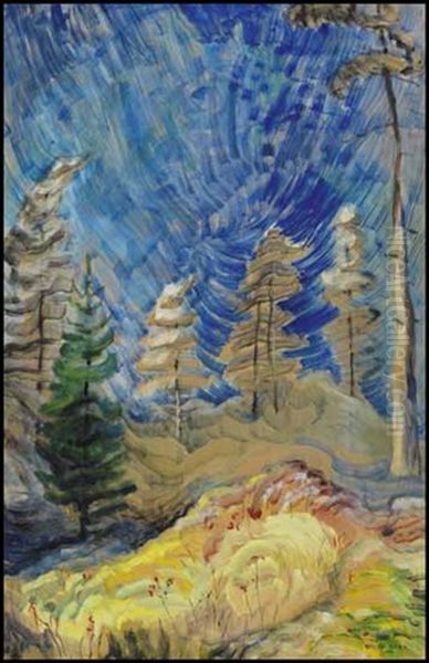 Frivolous September ~ Up The Gorge (blue Sky And Forest) by Emily Carr