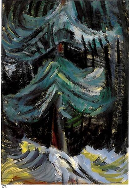 Forest Interior Oil Painting by Emily Carr