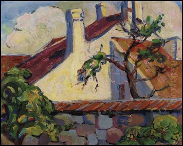 Houses In Brittany Oil Painting by Emily Carr