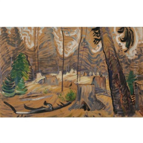 Forest Interior Oil Painting by Emily Carr