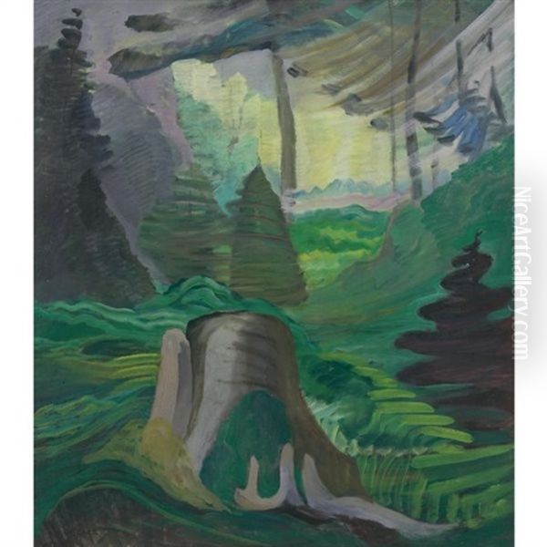 Sunlight In The Forest Oil Painting by Emily Carr