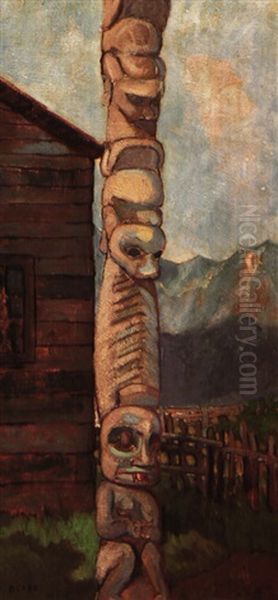 West Coast Totem Oil Painting by Emily Carr