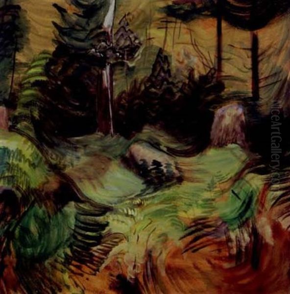 Trunks And Glade Oil Painting by Emily Carr