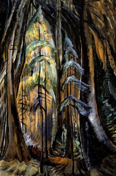 Deep Forest, New And Old Oil Painting by Emily Carr