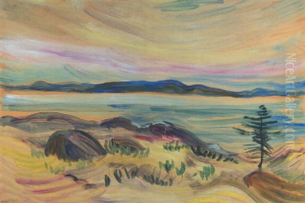 The Strait And Blue Mountains Oil Painting by Emily Carr