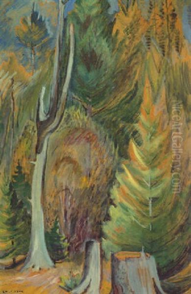 Westcoast Forest Edge Oil Painting by Emily Carr