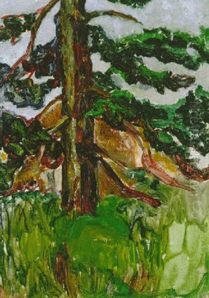 Untitled (tree In A Landscape) Oil Painting by Emily Carr