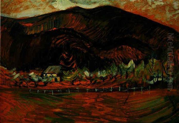 Mountains And Houses, Pemberton, Bc Oil Painting by Emily Carr