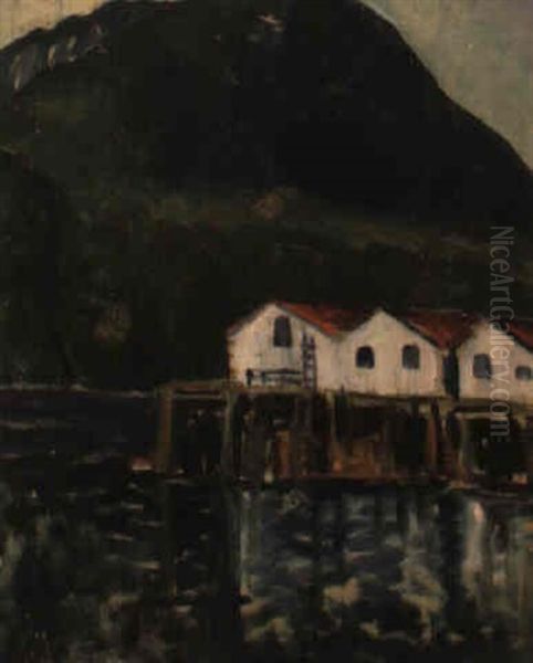 Fish Wharves Oil Painting by Emily Carr