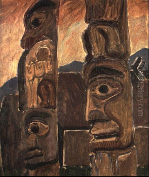 Totems Oil Painting by Emily Carr