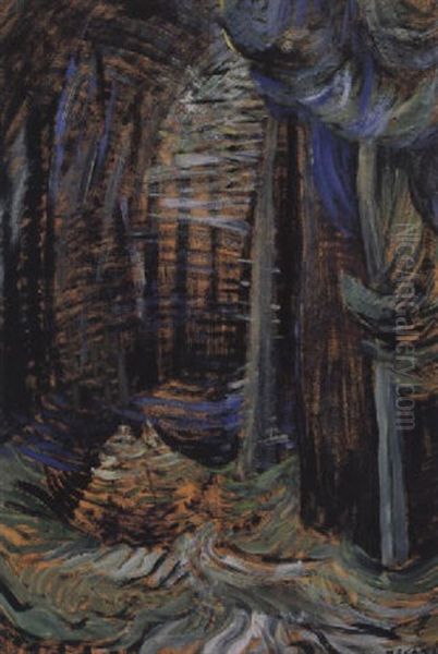 British Columbia Forest Oil Painting by Emily Carr