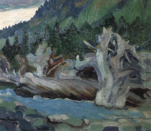 Old Stumps, Cordova Bay Oil Painting by Emily Carr